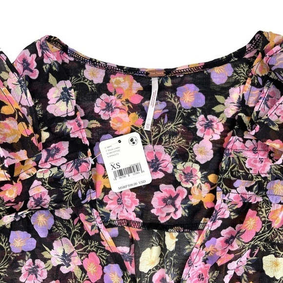 Free People Cottage Fairycore Maybel Floral Crop Blouse Femme Size XS-Small* - Picture 10 of 13